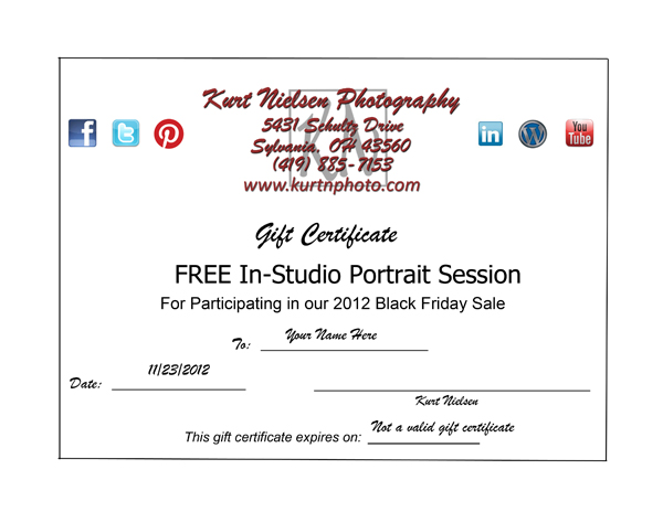 Toledo Photography Gift Certificates