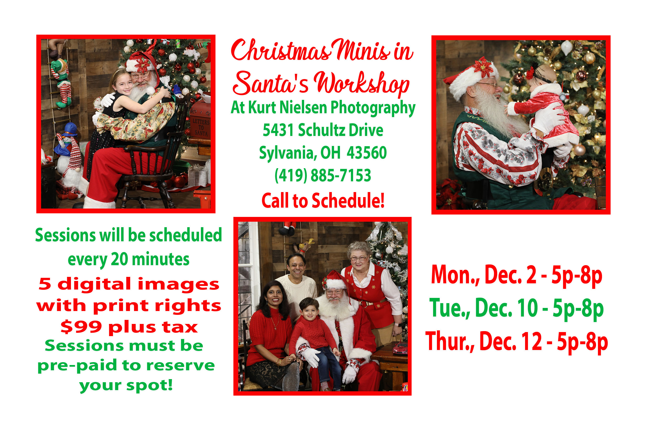 Christmas Photos with Santa from Toledo Photographer Kurt Nielsen for Families and Children