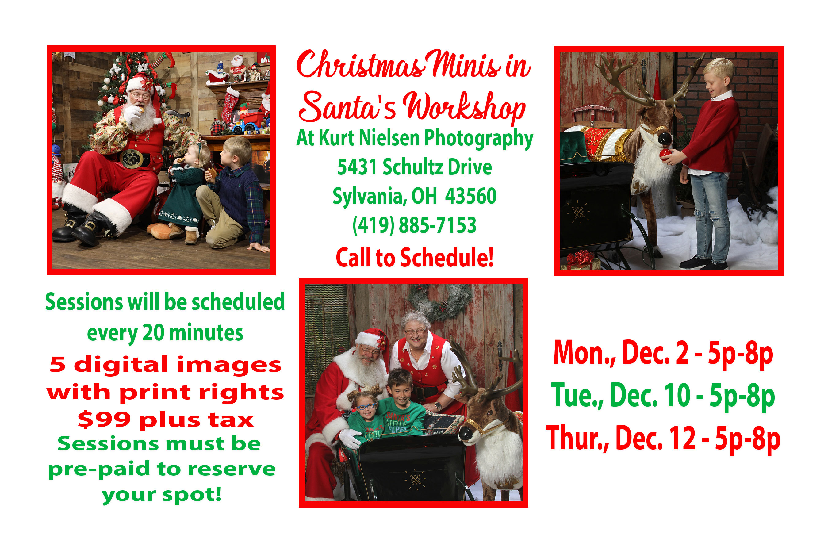 Christmas Photos with Santa from Toledo Photographer Kurt Nielsen for Families and Children