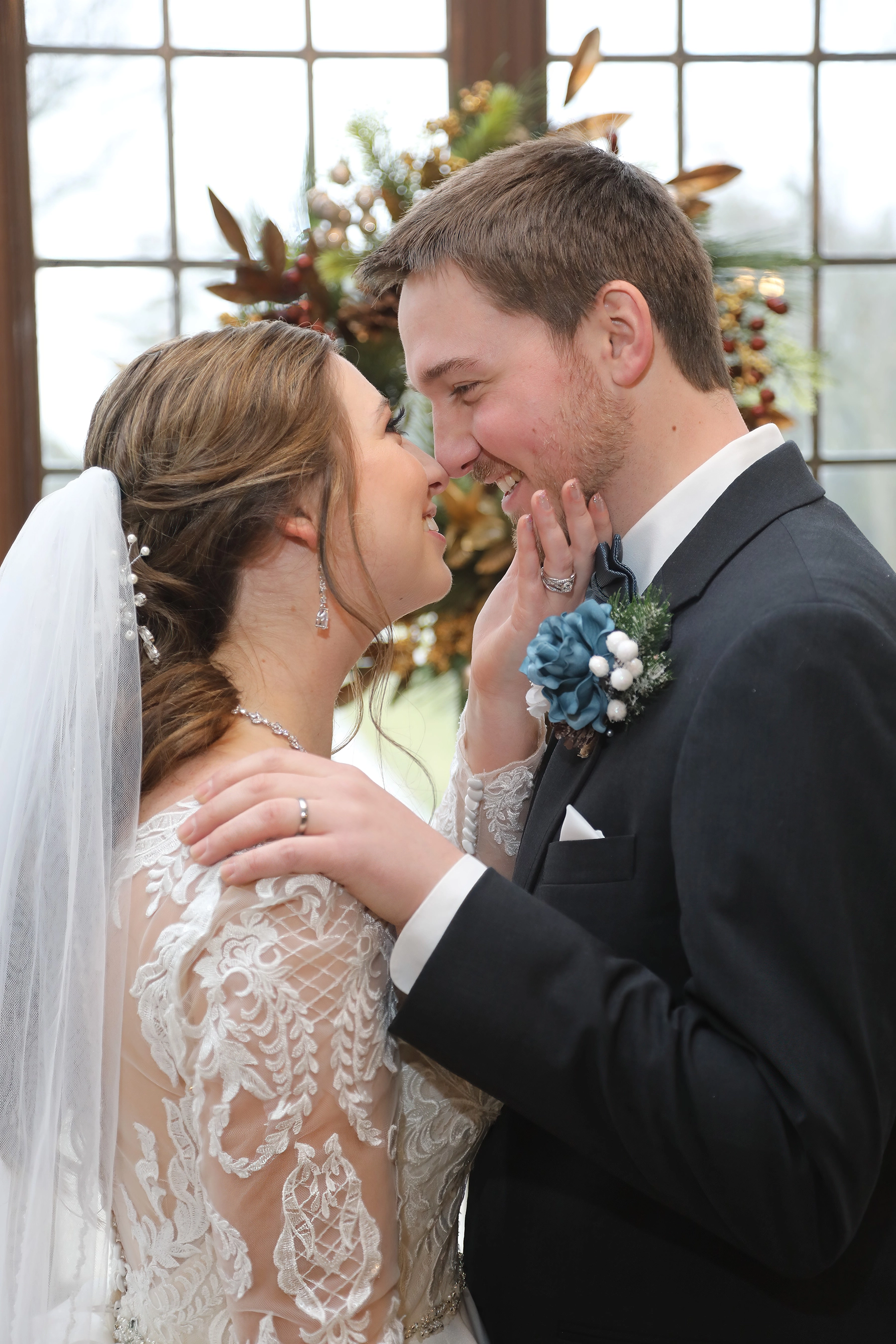 winter wedding photo at nazareth hall near bowling green ohio