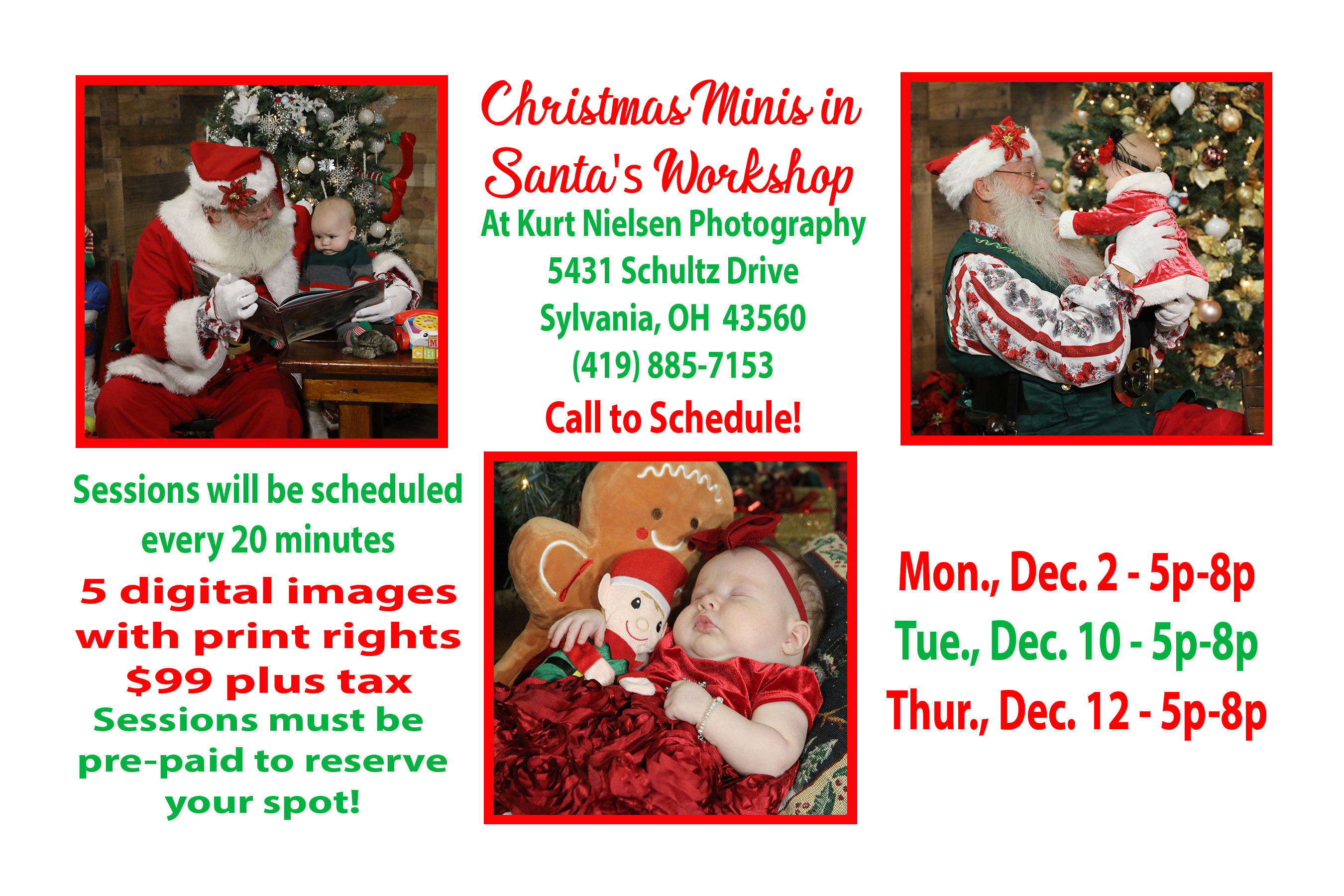 mini photo sessions with Santa for babies in Toledo