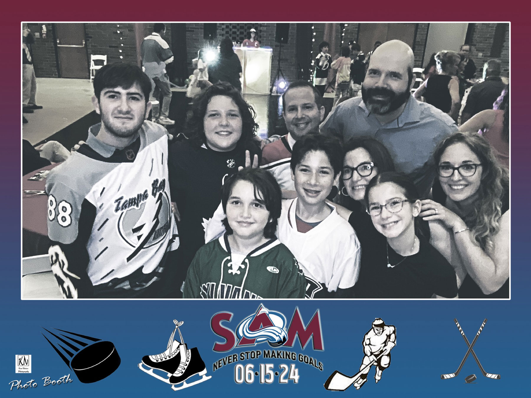 Retro style hockey themed Bar mitzvah photo booth