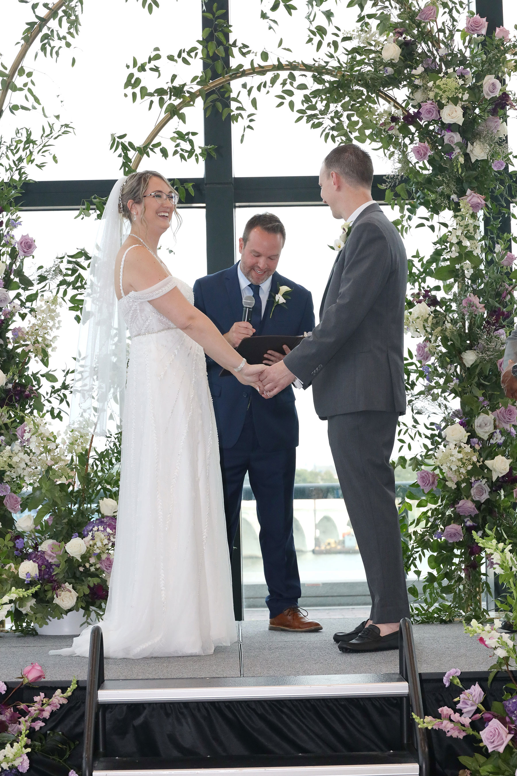wedding ceremony photo taken at a summer wedding at One Seagate Center in downtown Toledo, Ohio