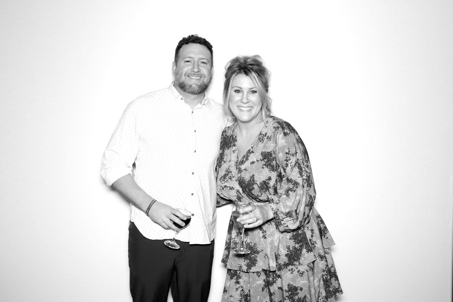 black and white glam photo booth near me with skin smoothing for weddings