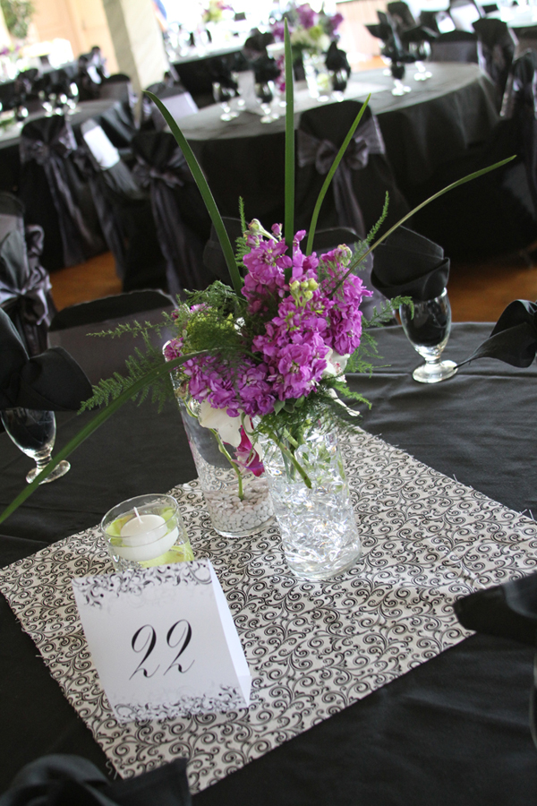 Purple flowers for centerpiece