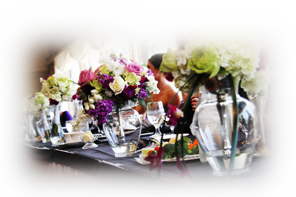 Bridal Party Bouquets on head table