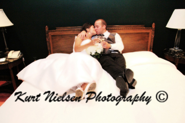 photo of the bride and groom in the bridal suite
