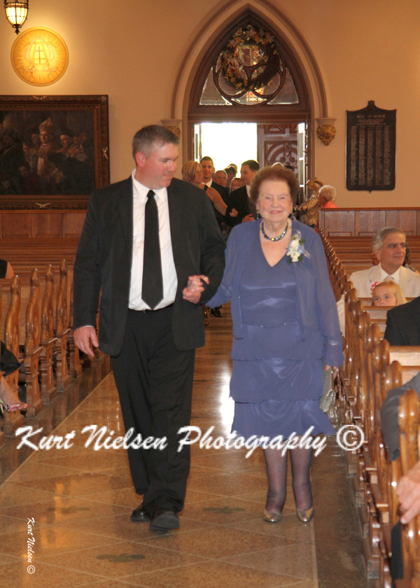 grandmother entering church for wedding