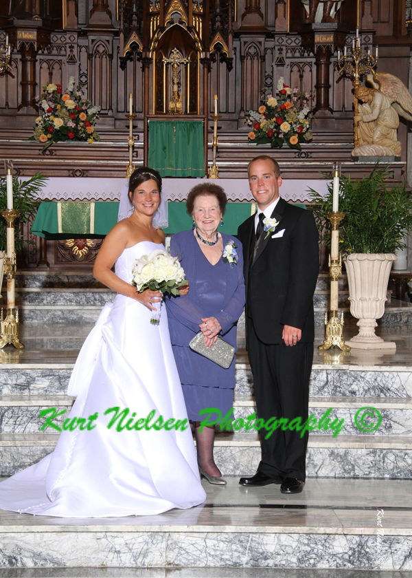 bride and groom with bride's grandmother