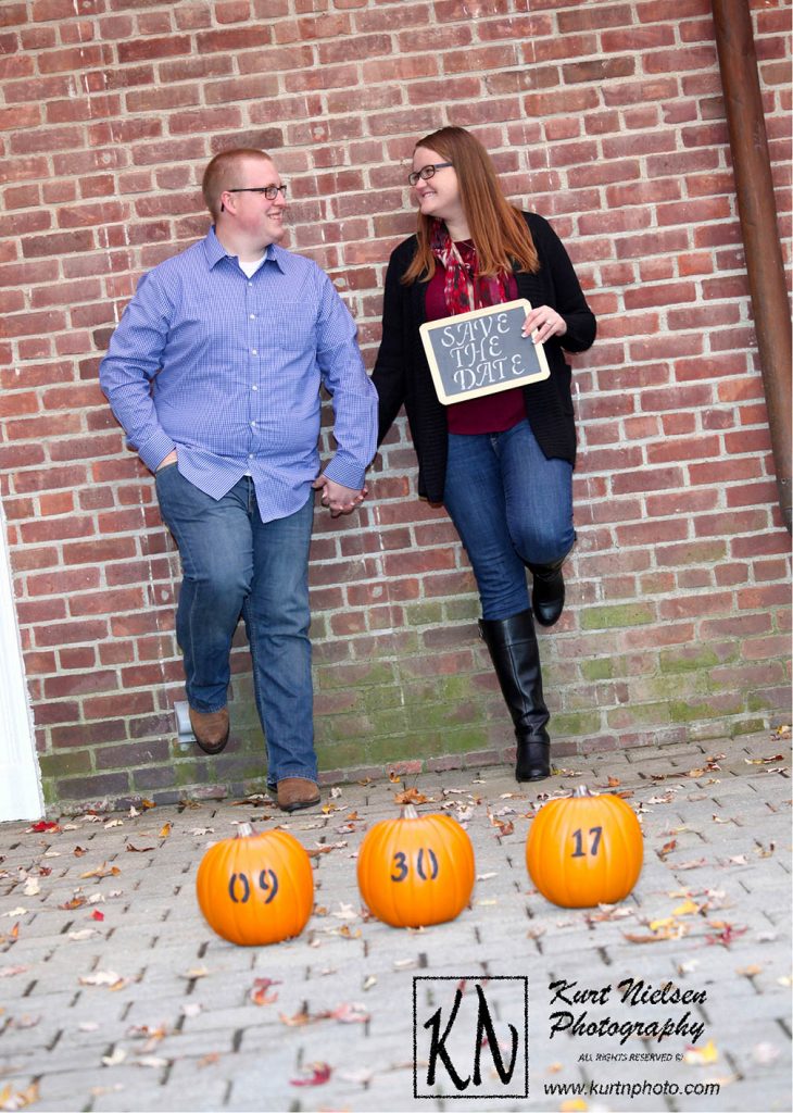 save the date fall engagement photo