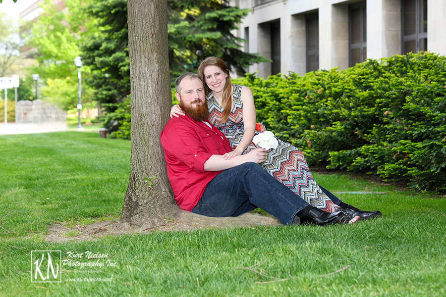 Ann Arbor Engagement Photography on the Campus of the University of Michigan