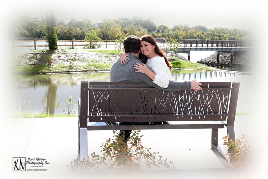 engagement photography by the river in downtown toledo