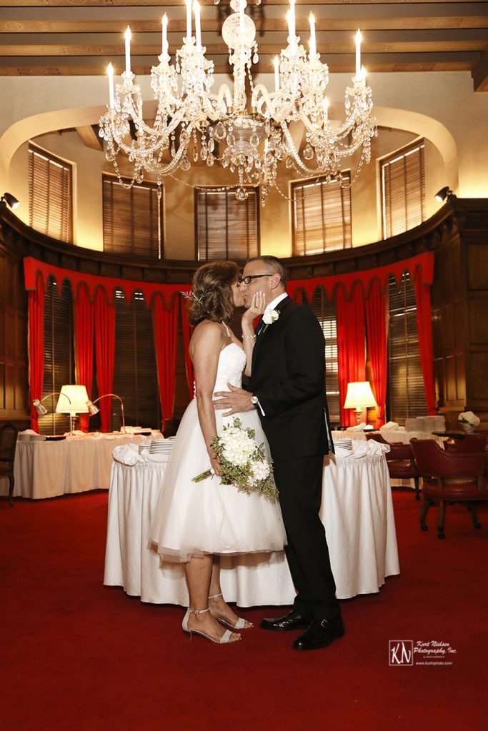 Wedding photography in the Red Room at the Toledo Club