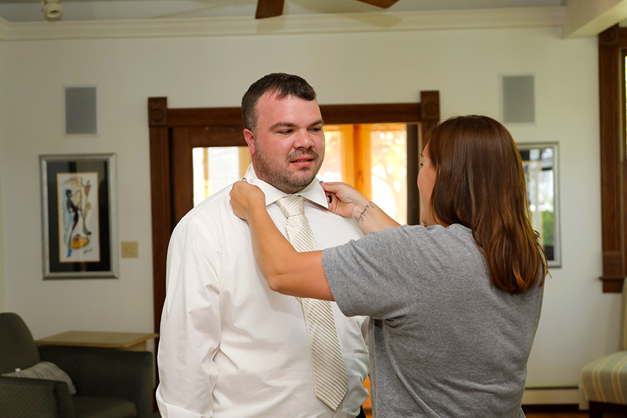 help for the groom as he gets ready