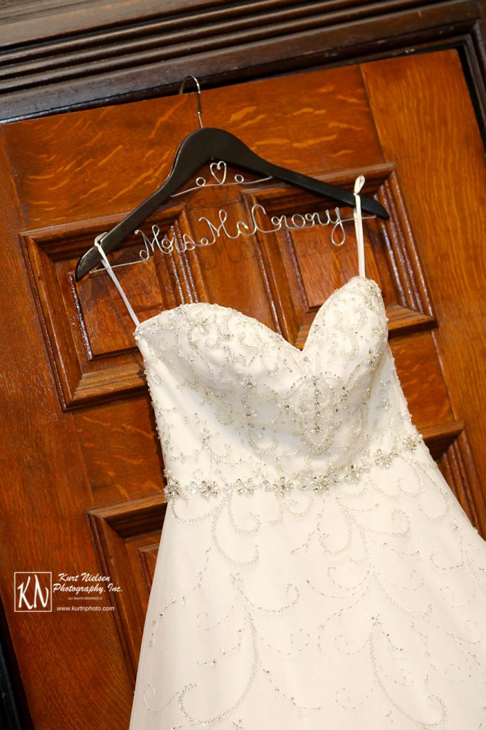 beaded bodice of wedding gown