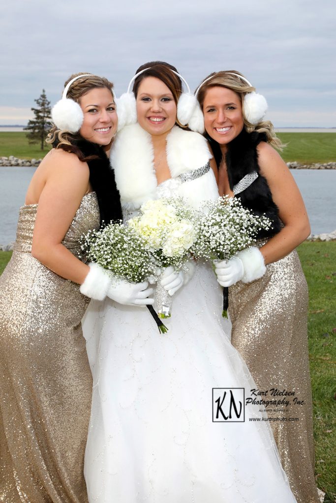 winter wedding bridesmaids