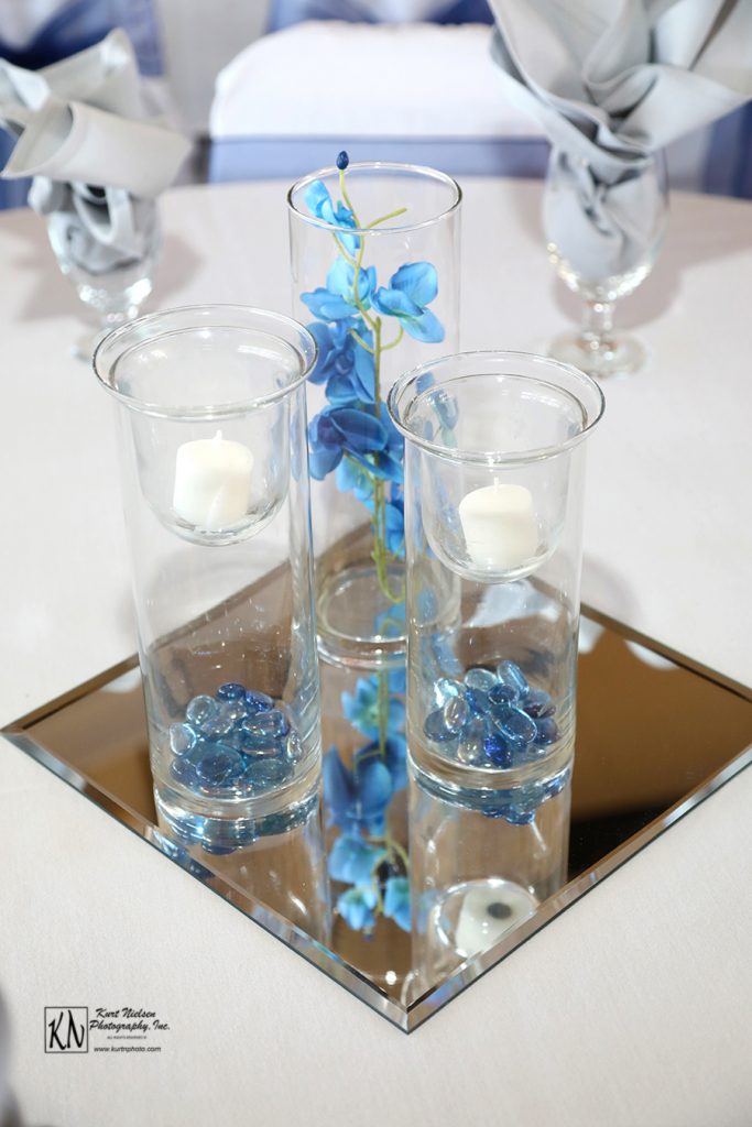 blue flower centerpiece