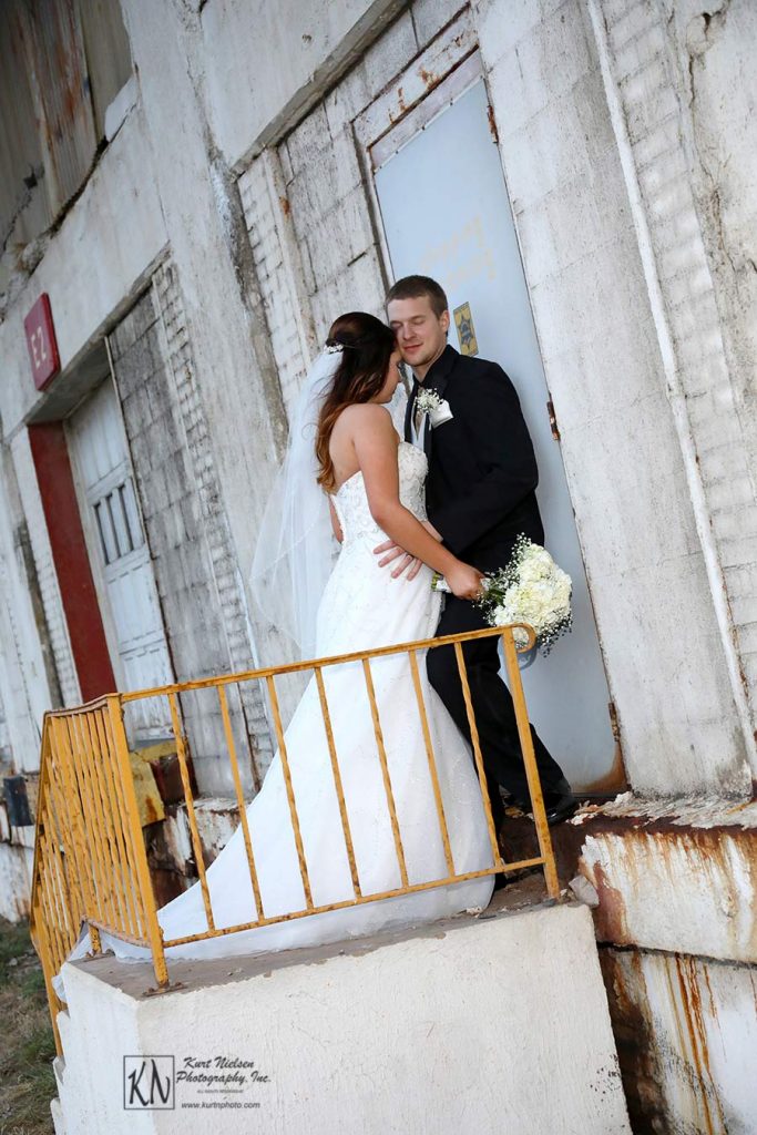 Urban wedding photography in Industrial spaces in downtown Toledo