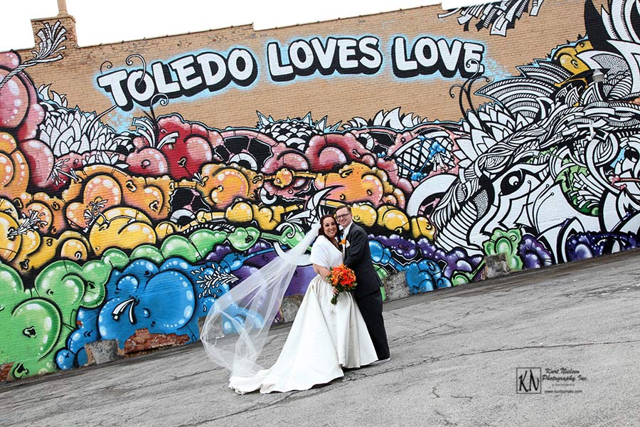 Wedding Photography by Kurt Nielsen Photography at the Toledo Loves Love Mural