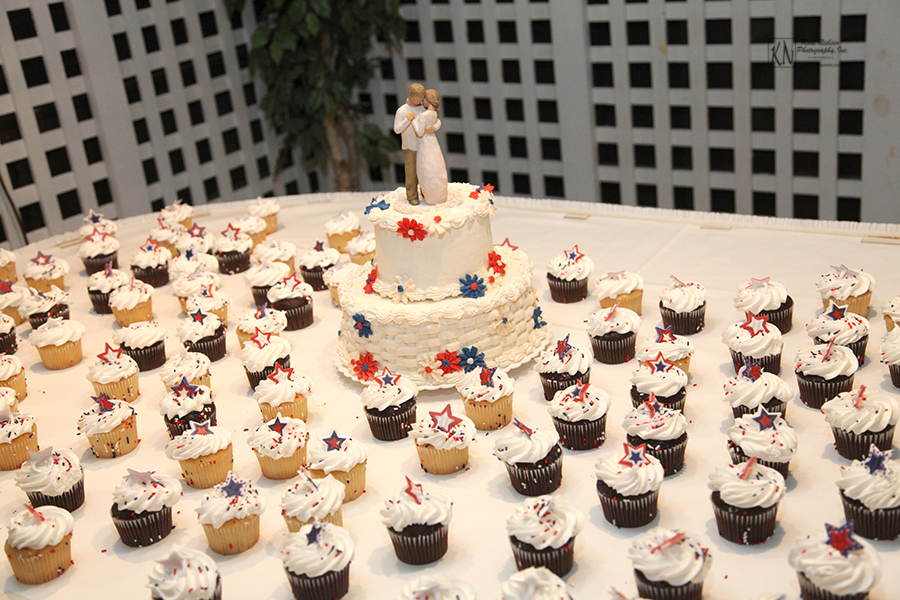 cake and cupcake wedding display